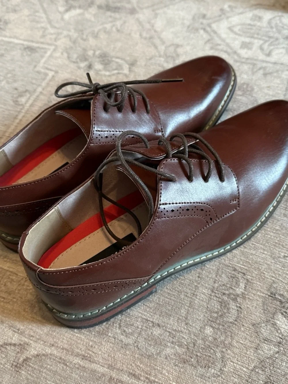 Men's Brown Leather Oxford Lace-Up Shoes